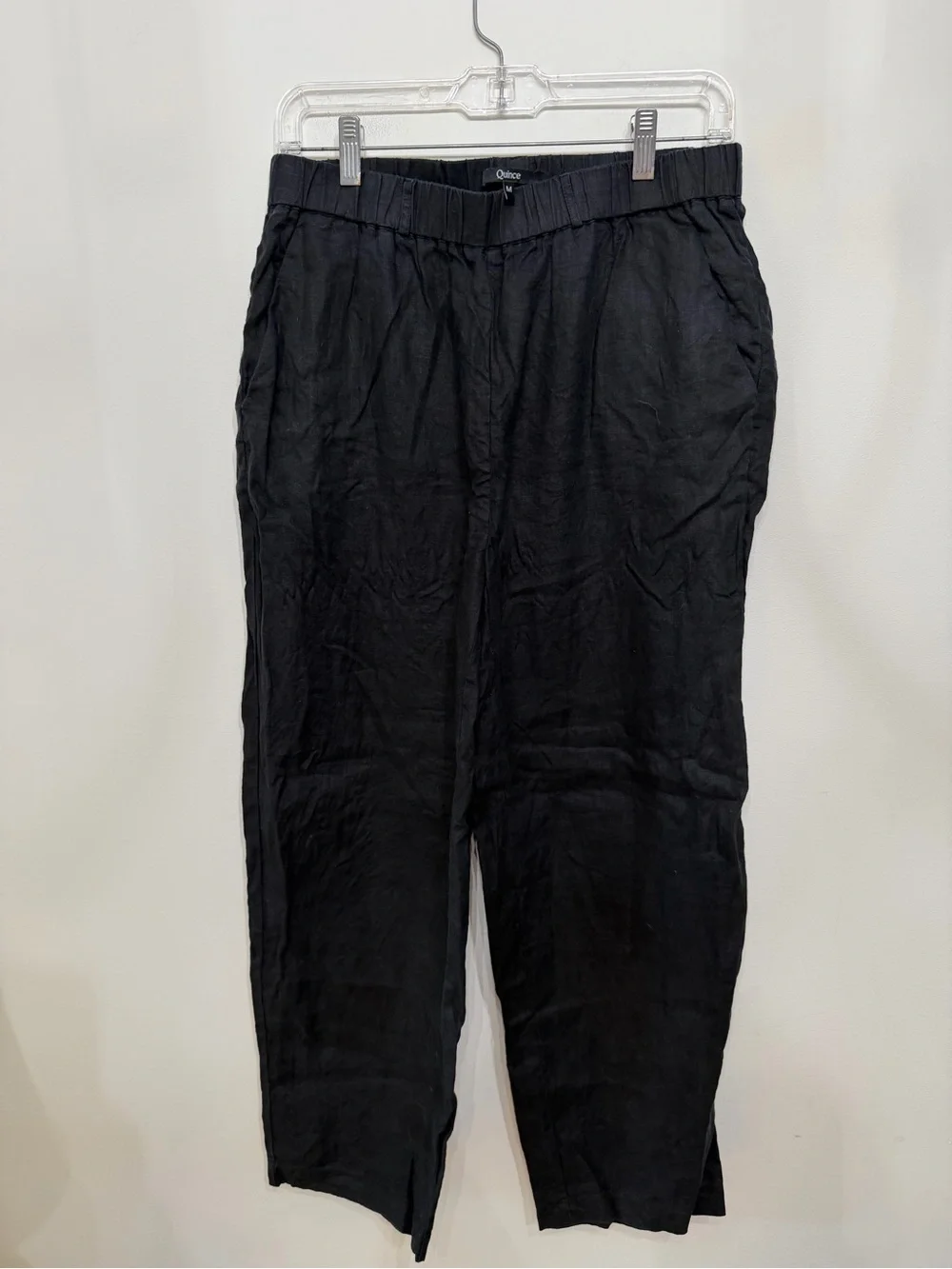 Quince 100% European Linen Pull On Pants Black Summer Straight Leg Women’s M